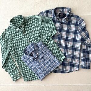 Vineyard Vines Boys Plaid Button-Down Whale Shirts - Green, Blue & Pink-Size 5